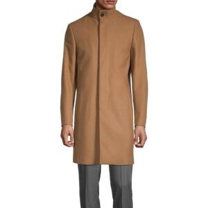 Theory Belvin Wool-Blend Tan Trench Coat Design